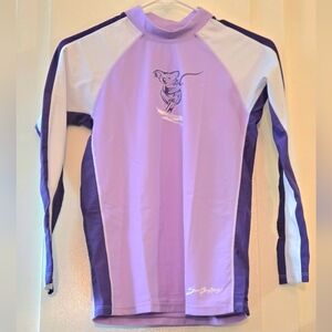 SunBusters UV Protection Purple White Long Sleeve Rash Guard Girls Size 11-12